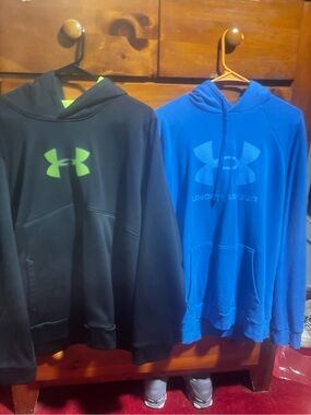 LG Men’s Zip-Up Sweater Hoodie in Black and Bright Blue